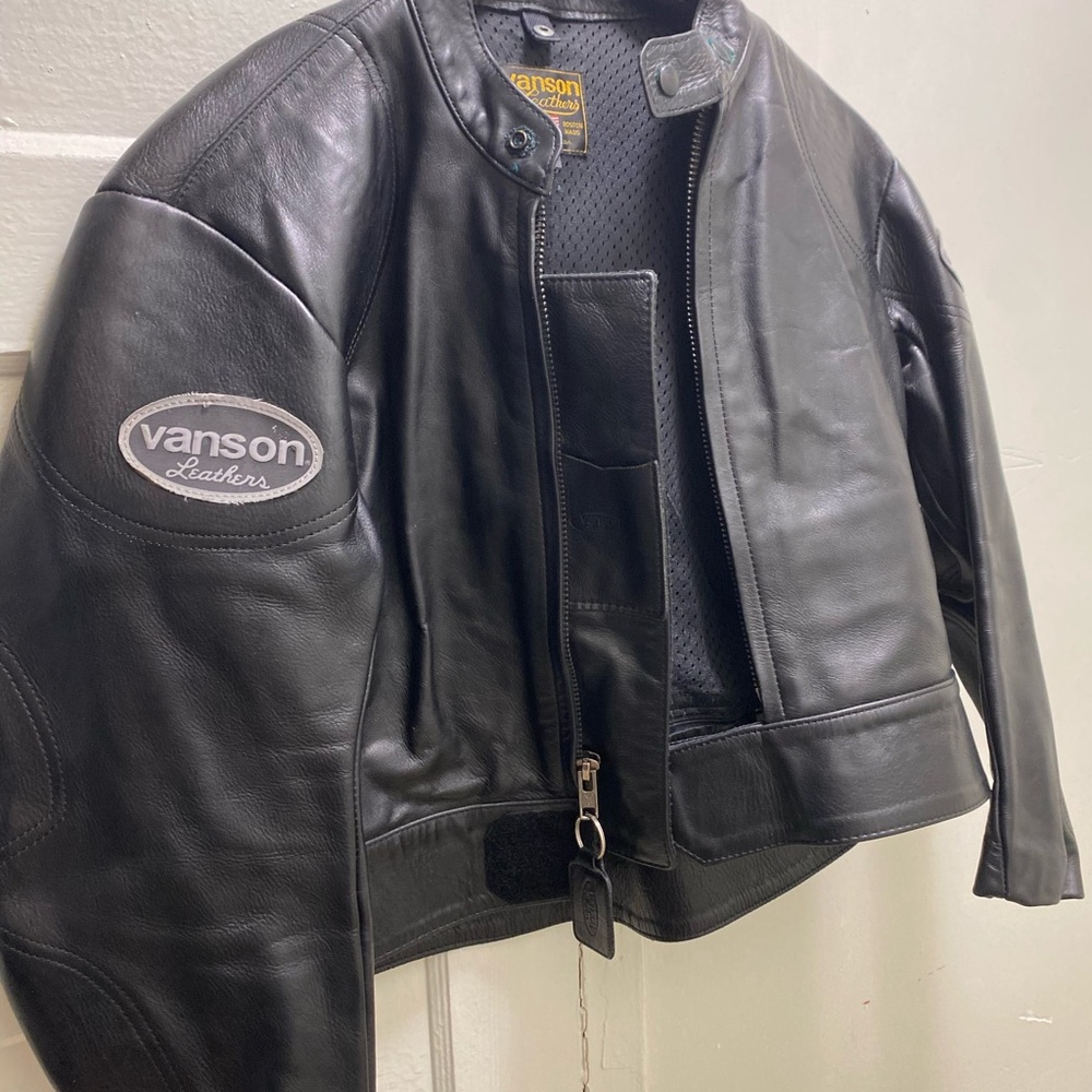 Vans Black Leather Bomber Jacket